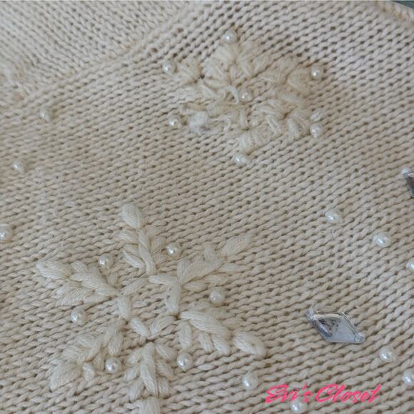 Reference Point Ladies Cream Knitted Sweater Cardigan With Beads Size 2X - Picture 13 of 16